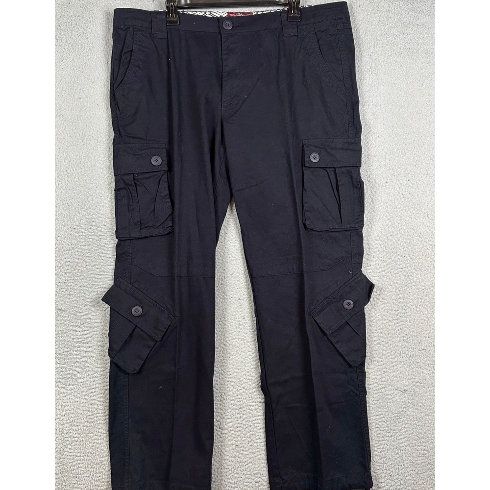 NEW Matchstick Pants Mens 40 Black Cargo Workwear Utility Straight Leg Pockets